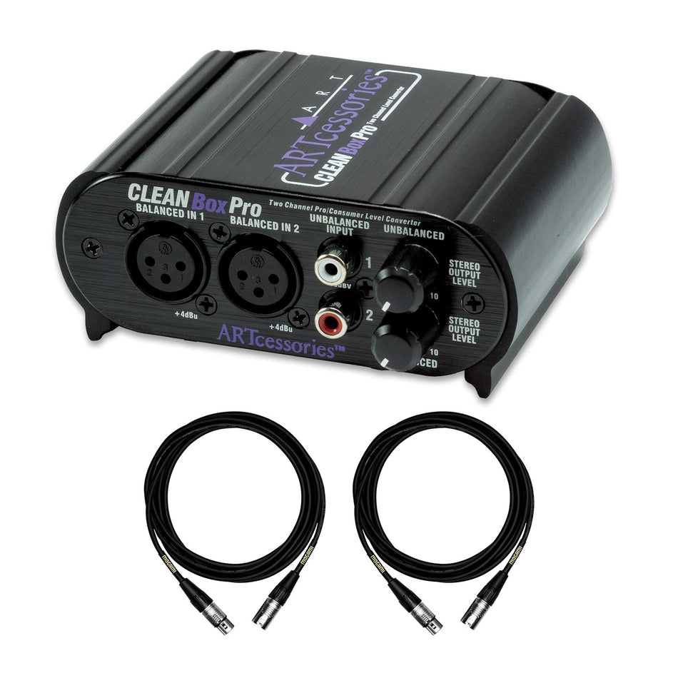 ART CLEANBox Pro Level Converter Bundle with 2 Premium 15-foot XLR Mogami Cables