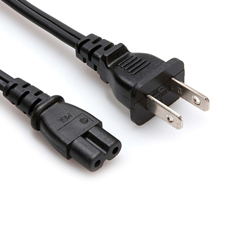 Hosa 2-Prong Power Cord - PWP-426 Cable IEC C7 to NEMA 1-15P C8