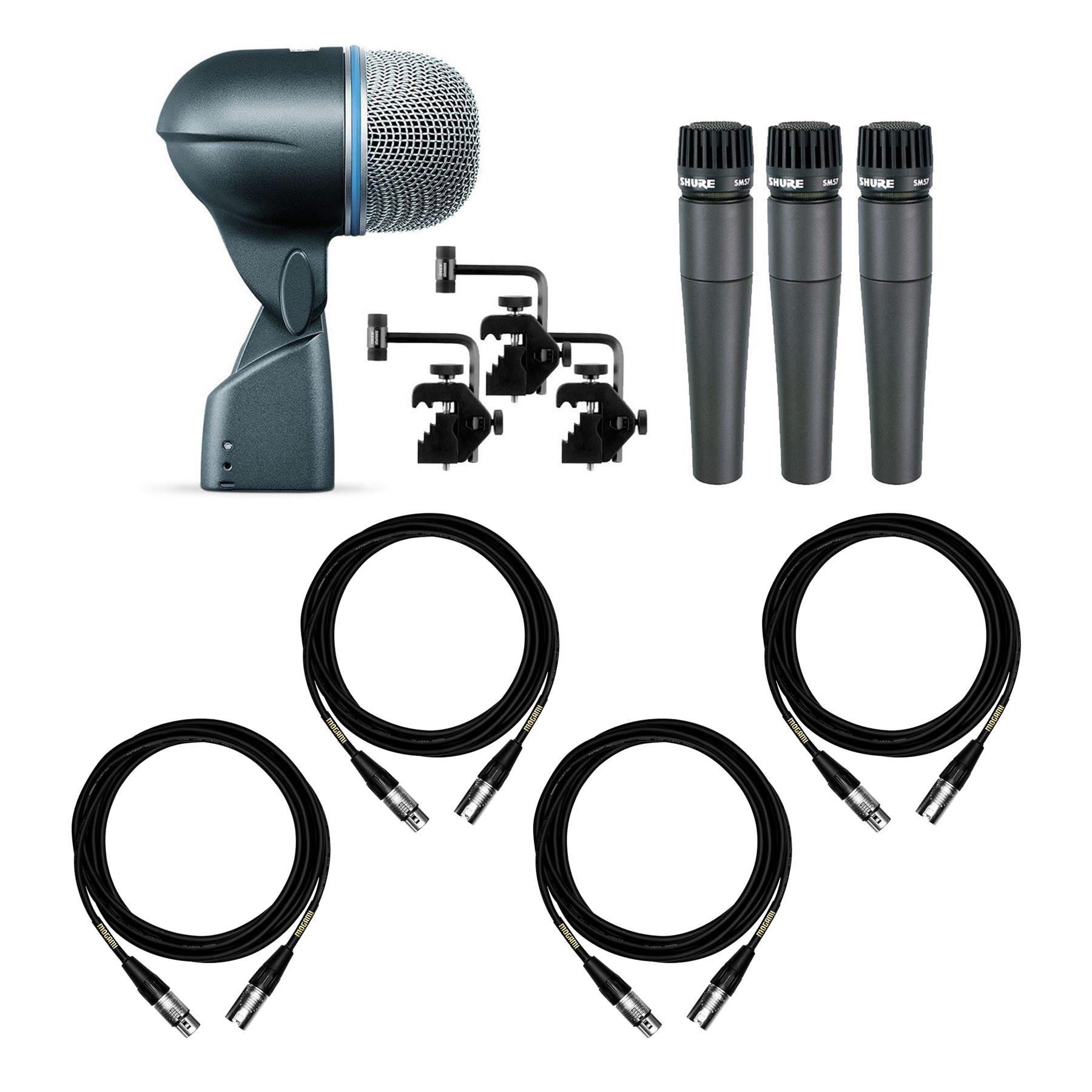 Shure DMK57-52 Drum Microphone Kit Bundle with Mogami XLR Cables