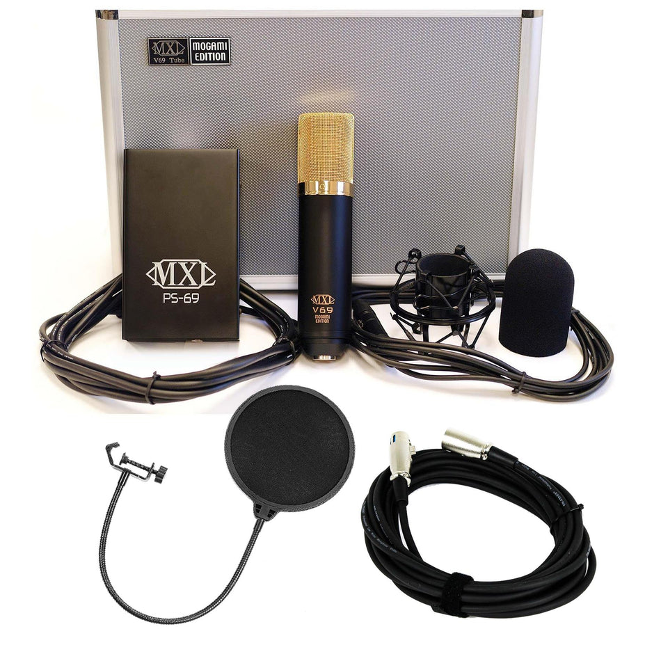 MXL V-69M-EDT Microphone w/ 20-foot XLR Cable & Pop Filter Bundle