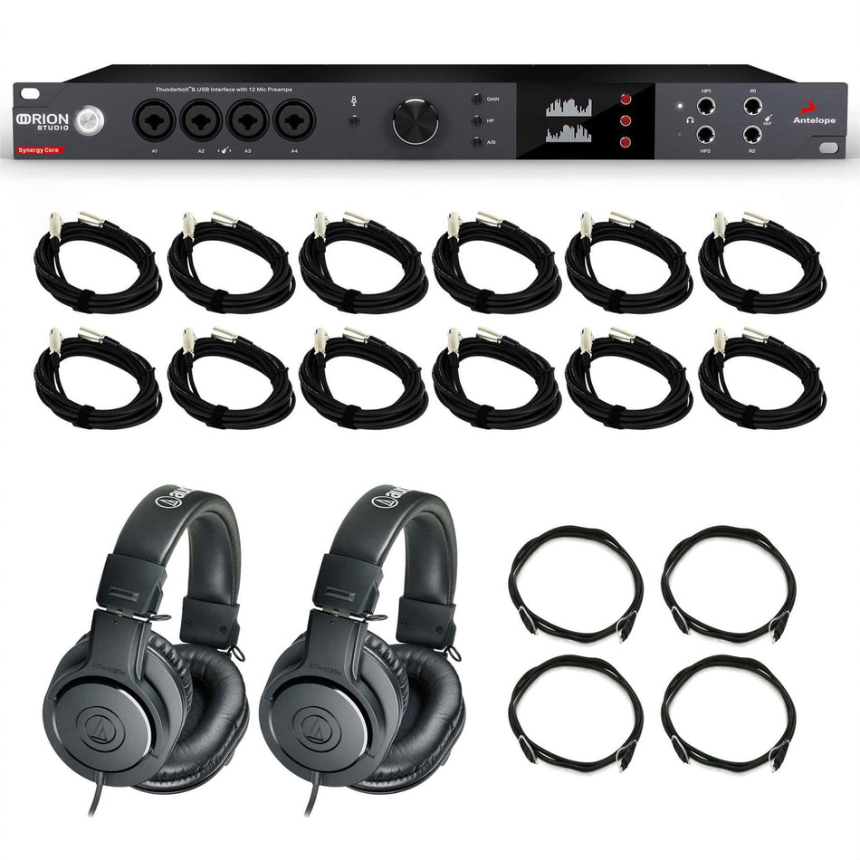 Antelope Audio Orion Studio Synergy Core w/ Cables & Audio-Technica ATH-M20x Headphones Bundle