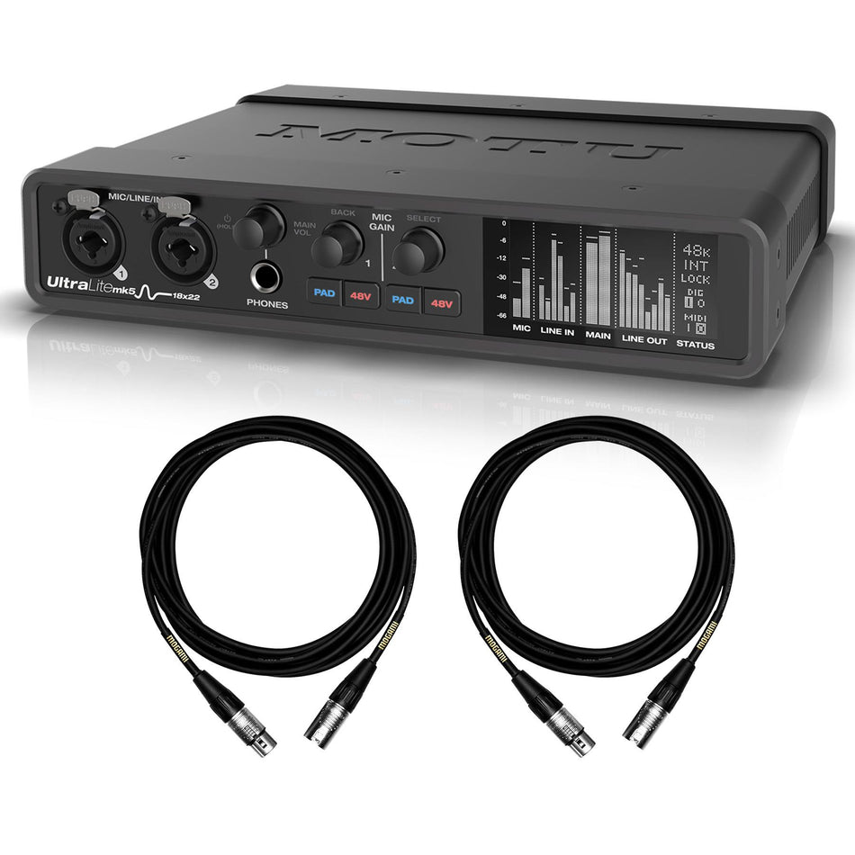 MOTU UltraLite-mk5 USB Audio Interface Bundle with 2 Mogami XLR Cables