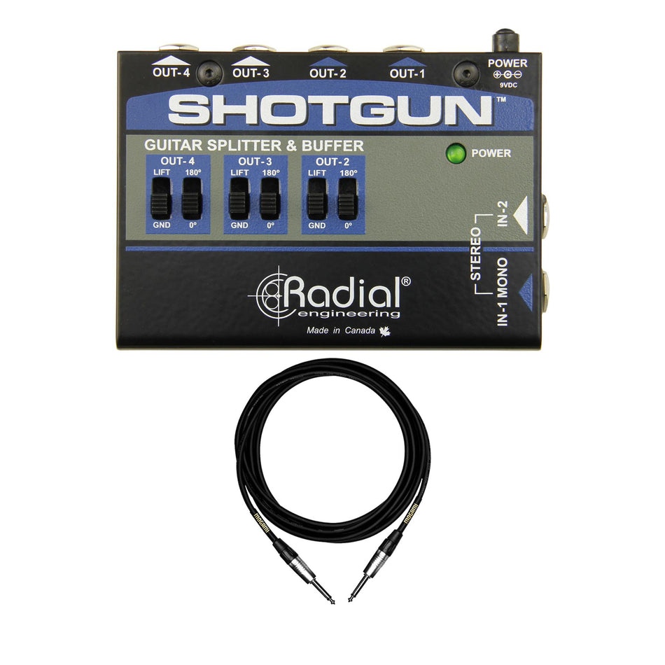 Radial Engineering Shotgun with 10-foot Mogami 1/4" Instrument Cable Bundle