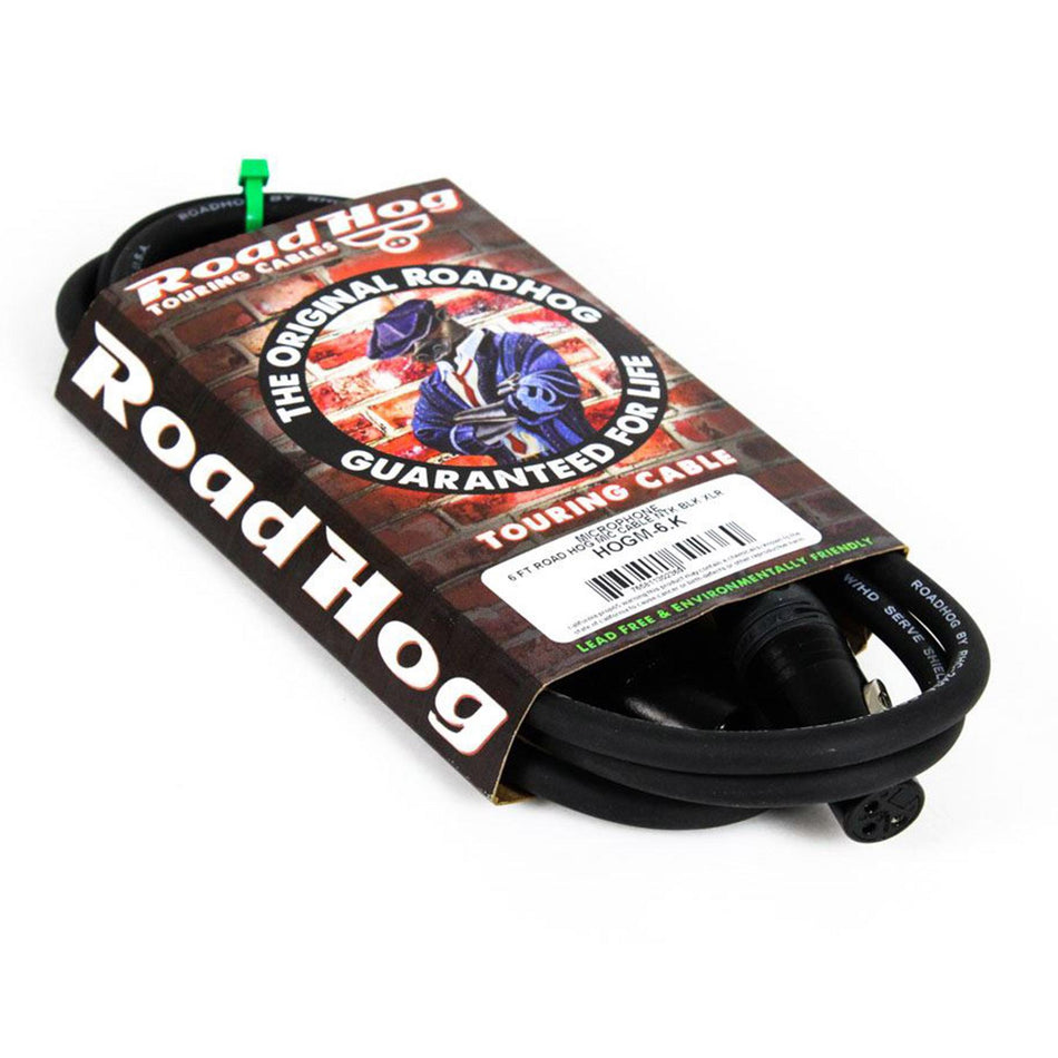 6-foot Rapco Roadhog XLR Mic Cable HOGM-6.K - XLRM/XLRF 6-feet 6ft 6'