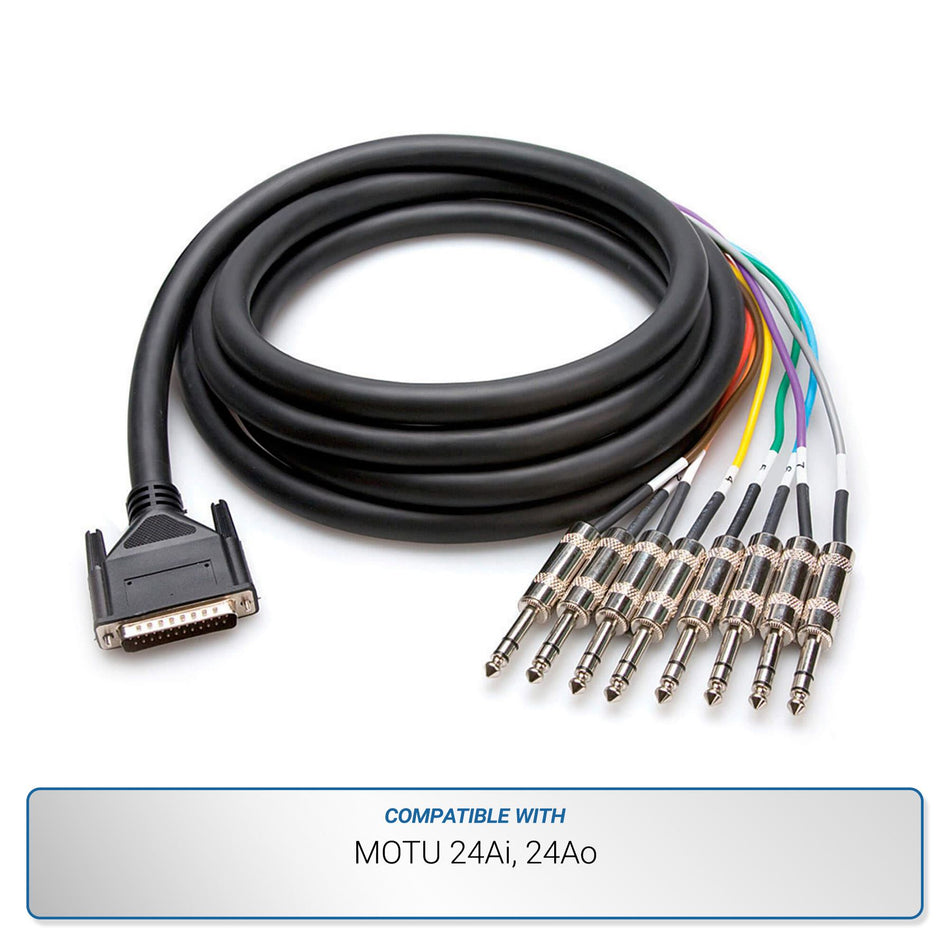 Hosa DB25 to 1/4" TRS 8-Channel Snake for MOTU 24Ai, 24Ao