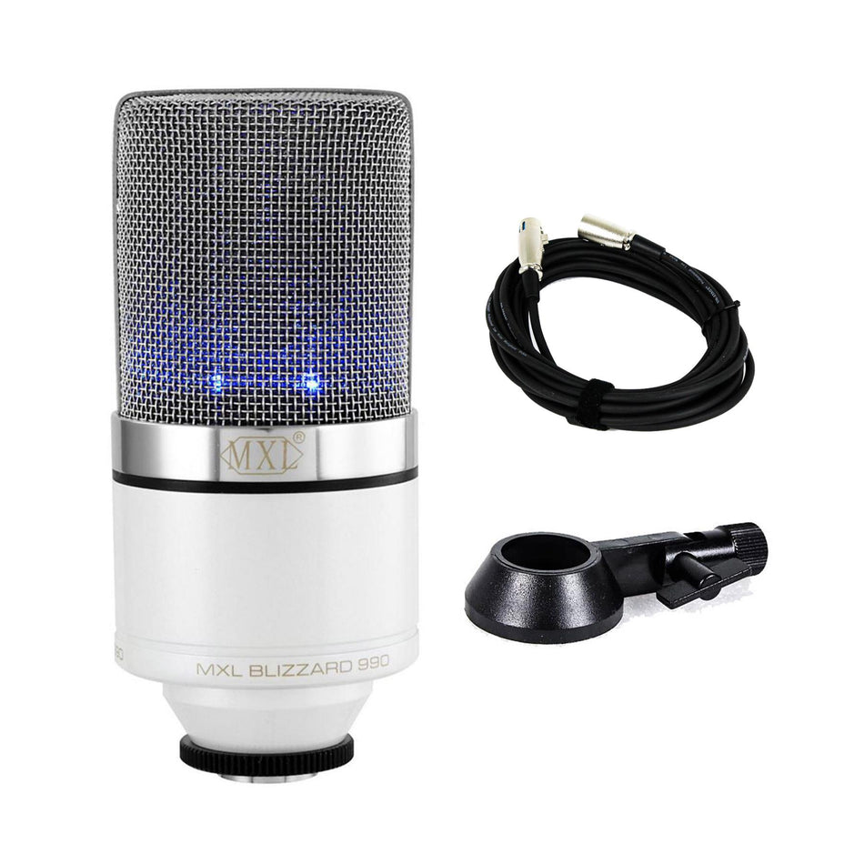 MXL 990 Blizzard Microphone w/ 20-foot XLR Microphone Cable Bundle