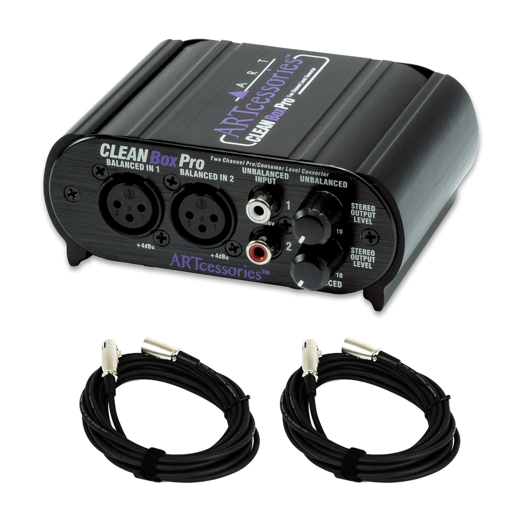 ART CLEANBox Pro Level Converter Bundle with two 20-foot XLR