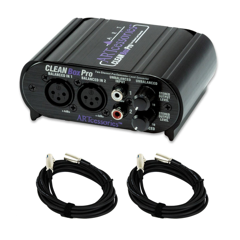 ART CLEANBox Pro Dual Channel Level Converter with two 20-foot XLR Cables Bundle