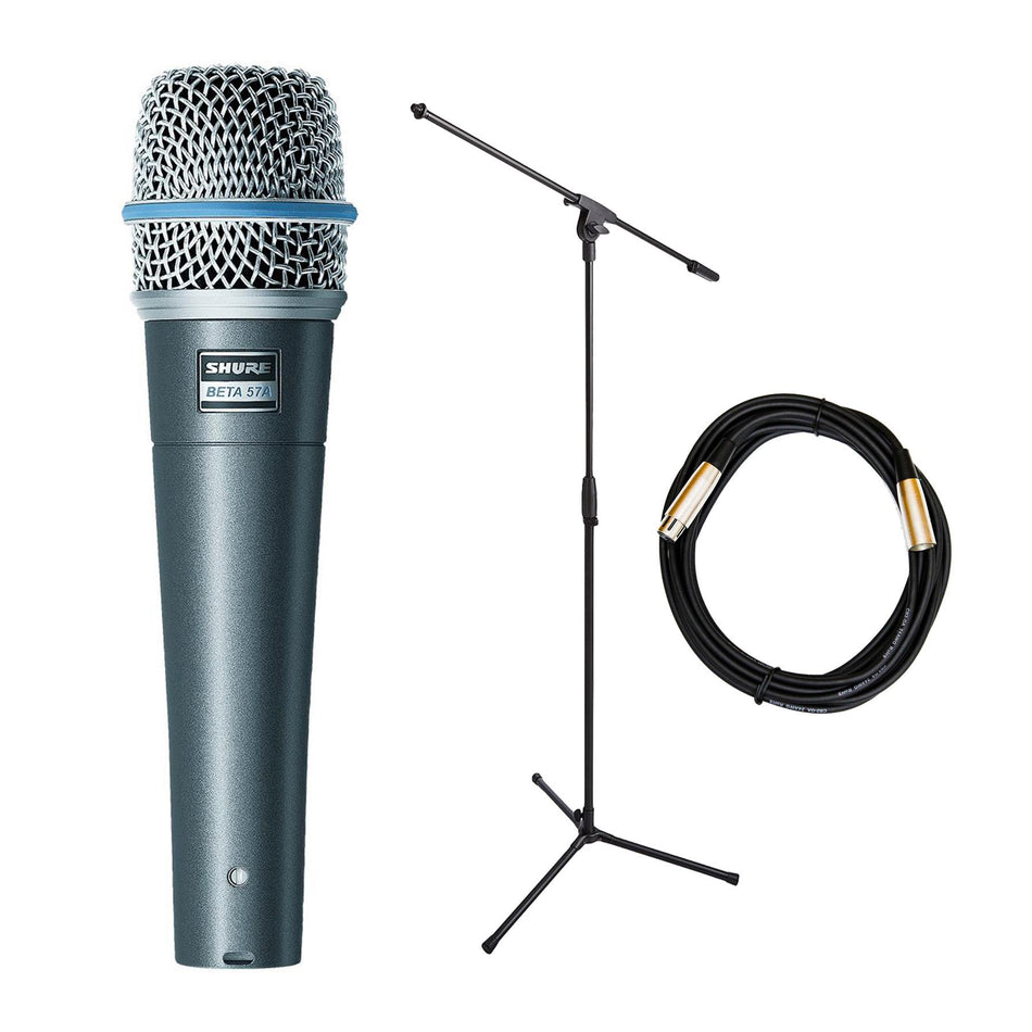 Shure Beta 57A Dynamic Microphone Bundle with Stand & XLR Cable