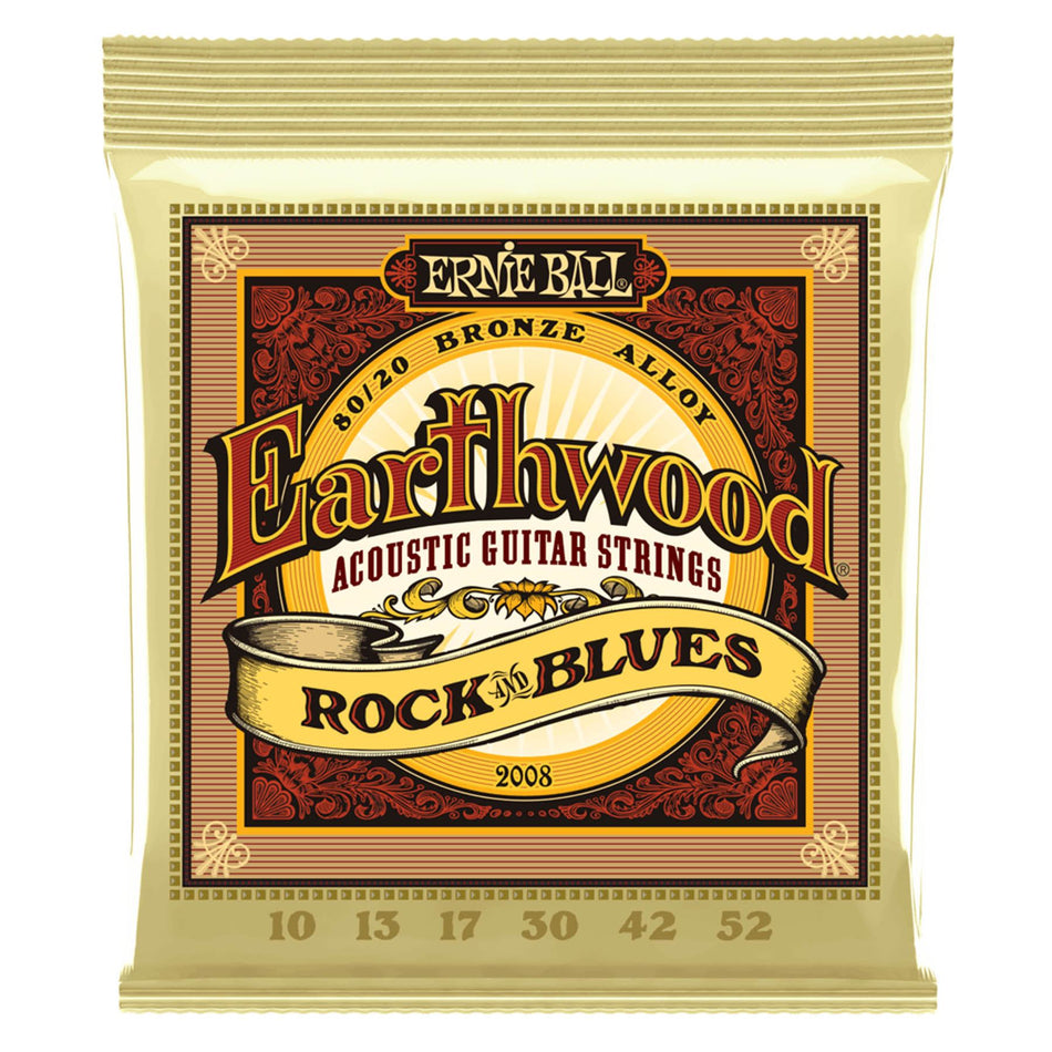 Ernie Ball 2008 Earthwood Rock & Blues Acoustic Guitar Strings 80/20 Bronze