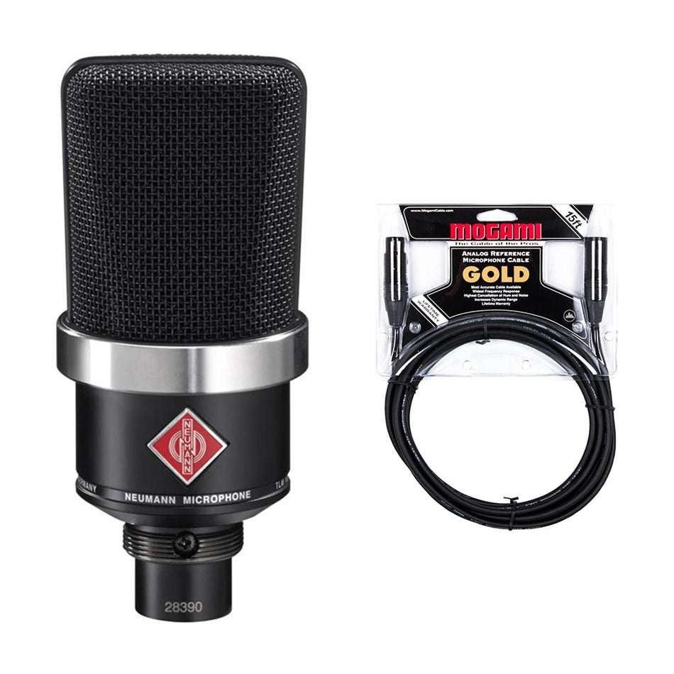 Neumann TLM 102 Black Microphone w/ Premium 15-foot XLR Mogami Gold Cable Bundle