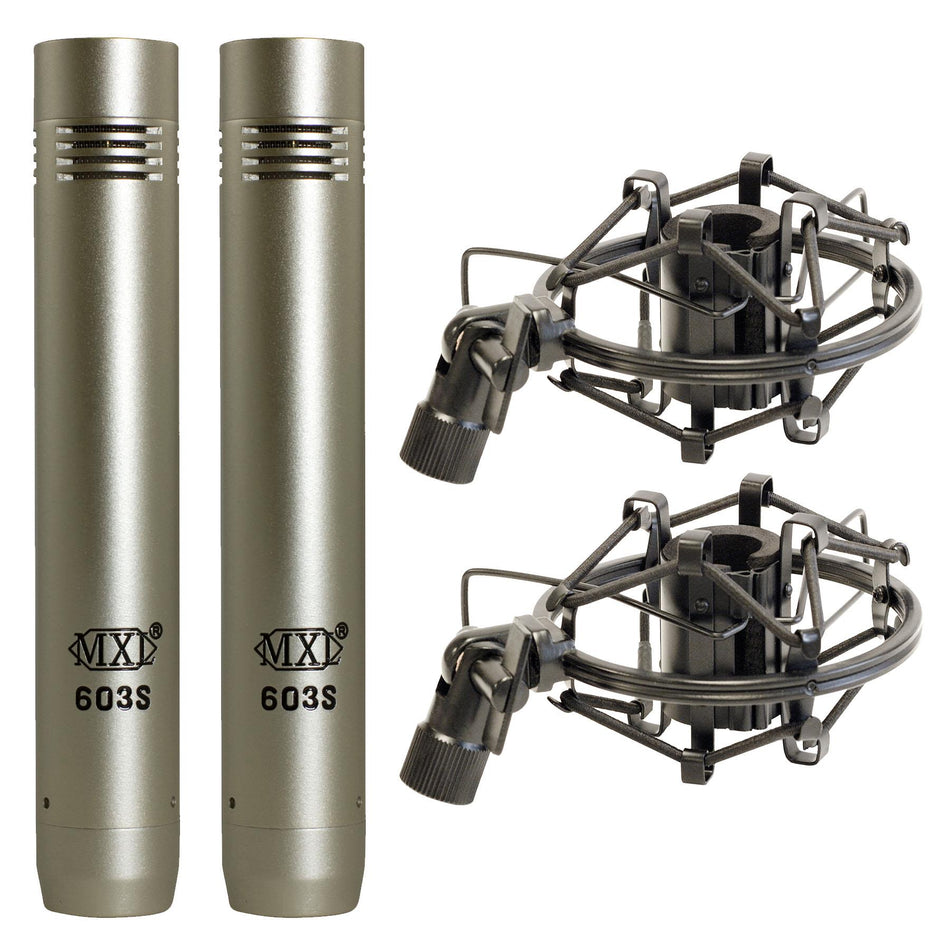 MXL 603 Instrument Microphone Stereo Pair w/ Shockmounts & Case SDC Set