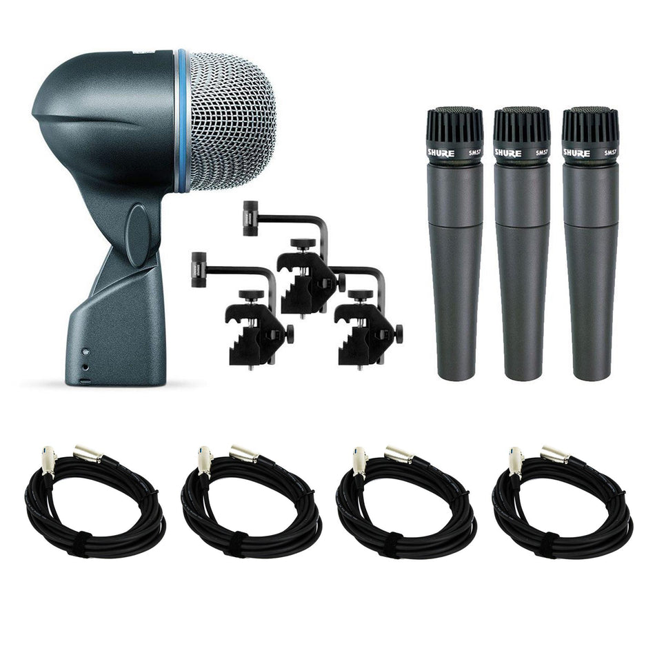 Shure DMK57-52 Drum Microphone Kit Bundle with 4 20-foot XLR Cables