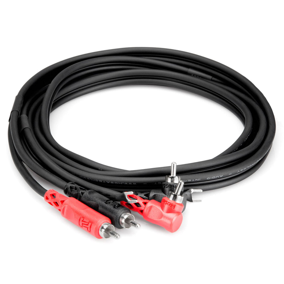 Hosa CRA-202DJ 6-Foot Dual RCA to Dual Right-angle RCA Cable with Ground Wire