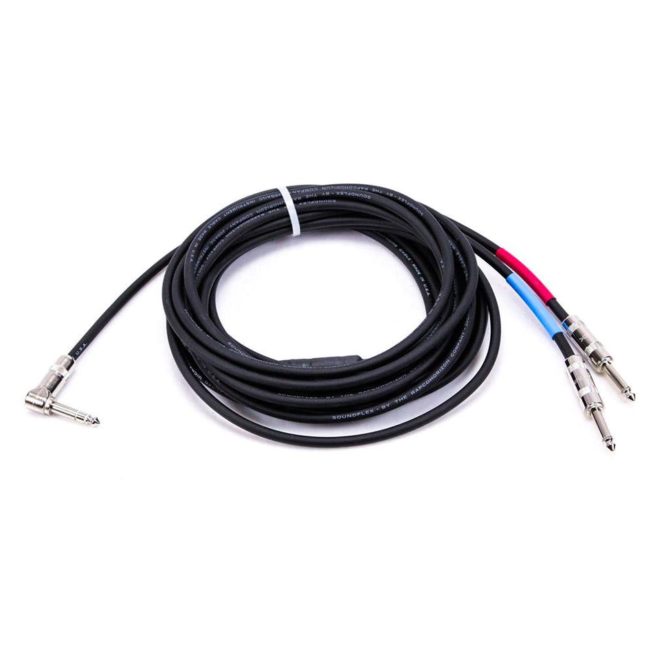 RapcoHorizon 1/4" TRS Right Angle to Dual TS Stereo Guitar or Insert Cable, 20-Foot