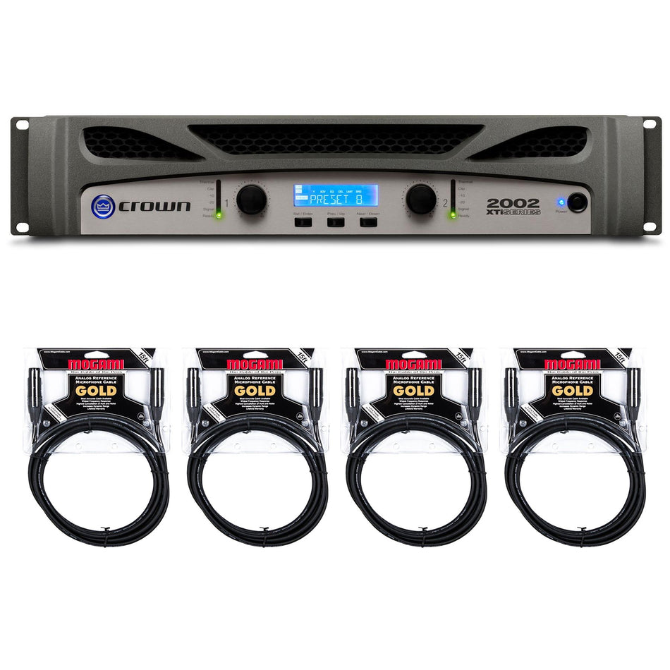 Crown XTi 2002 800W 2-Channel Power Amplifier Bundle with Mogami Gold XLR Cables