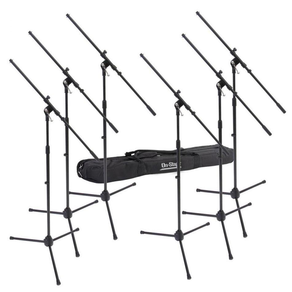 On-Stage 6-Pack of MS7701B Euro Boom Microphone Stands