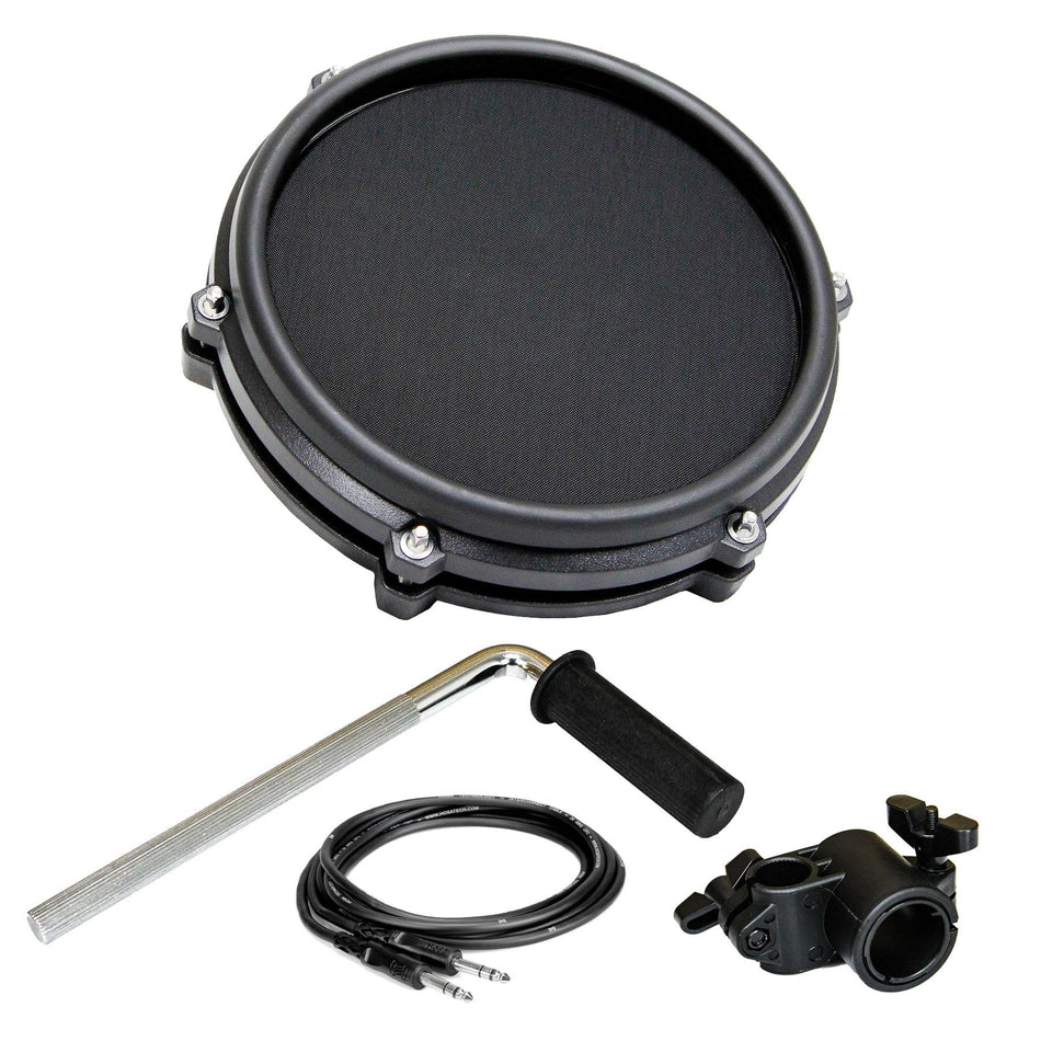 Alesis 8" Dual Zone Mesh Drum Pad w/ L-Rod, Clamp, 1/4" TRS Cable Bundle