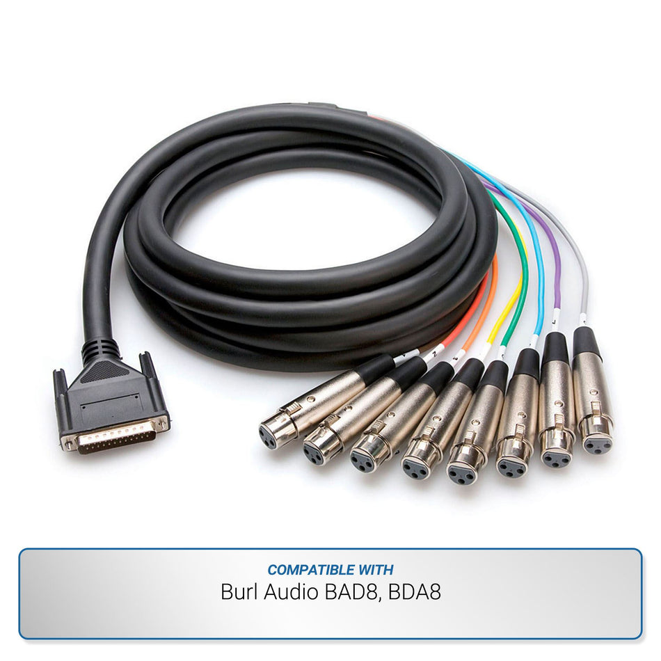 Hosa 15-foot 8-Channel DB25 to XLRF Analog Snake for Burl Audio BAD8, BDA8