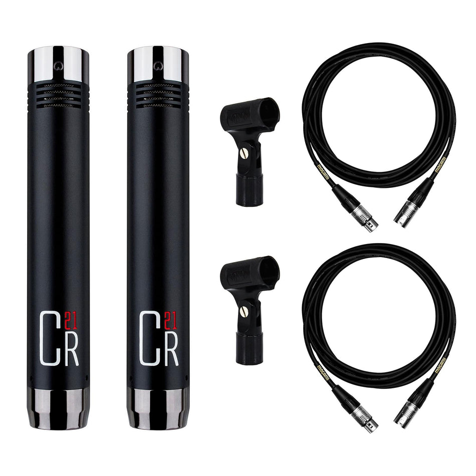 MXL CR21 Microphone Stereo Pair Bundle with 2 15-foot XLR Mogami Cables