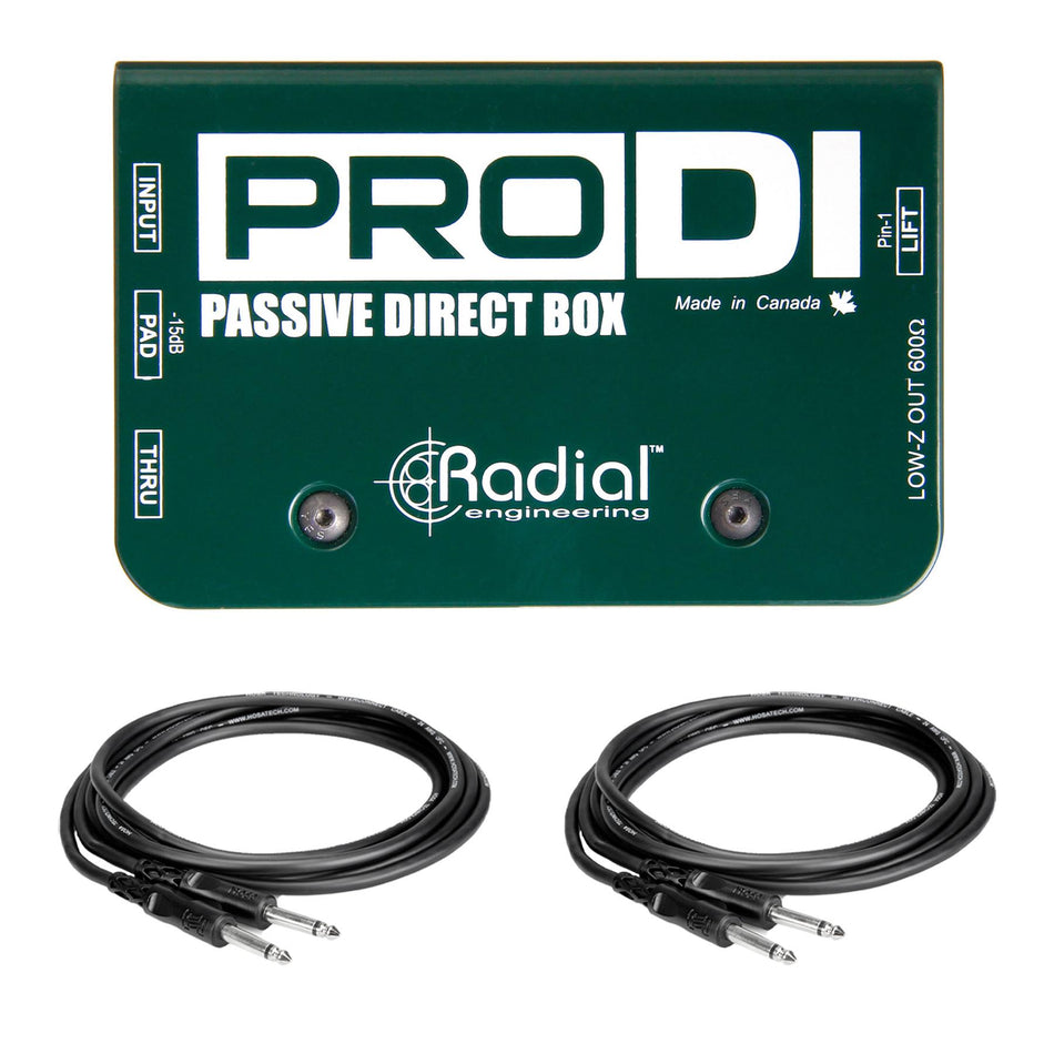 Radial Engineering PRO DI w/ 2 Instrument Cables Bundle