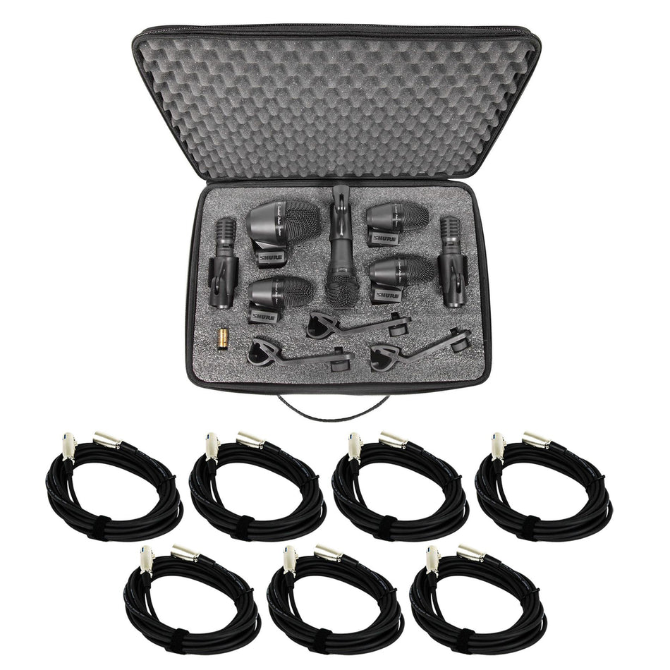Shure PGADRUMKIT7 7-Piece Drum Microphone Kit Bundle with XLR Cables Mic Set