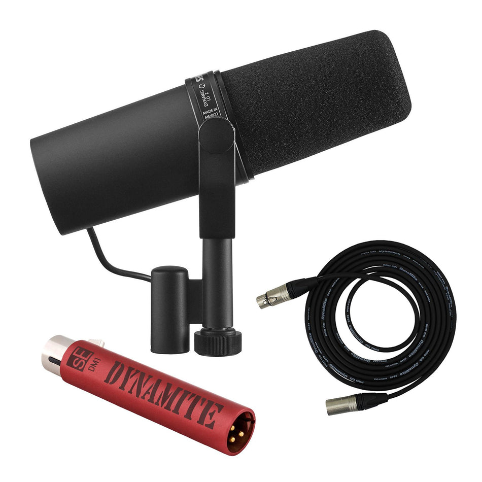 Shure SM7B Dynamic Microphone Bundle with sE Electronics DM1 & Pro Co XLR Cable