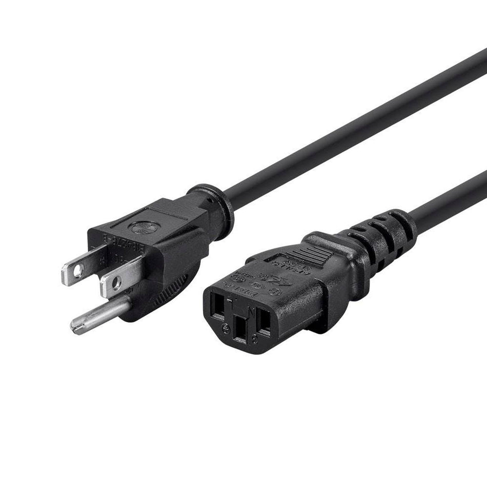 Monoprice NEMA 5-15P to IEC 60320 C13 AC 18AWG Power Cable, Black - 3ft