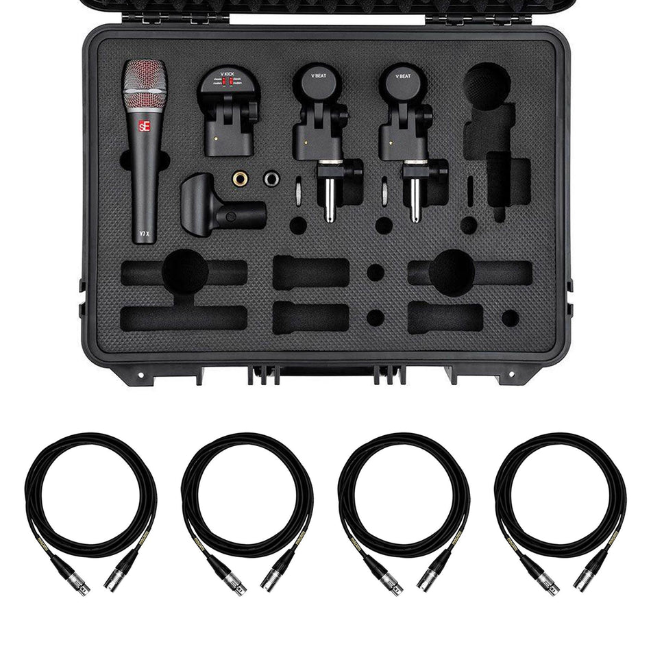sE Electronics V-PACK-US-VENUE Drum Mic Kit Bundle with 4  Mogami XLR Cables