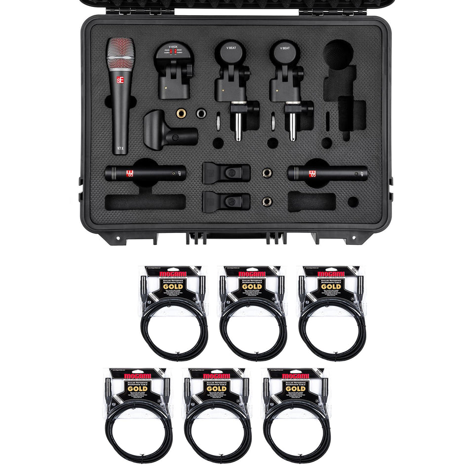 sE Electronics V-PACK-US-CLUB Drum Mic Kit Bundle with 6 Mogami Gold Cables