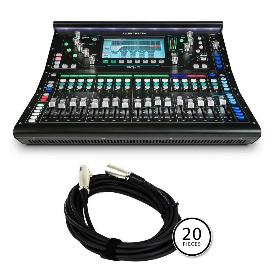 Allen & Heath SQ5 Mixing Console Bundle with 20 20-foot XLR Cables