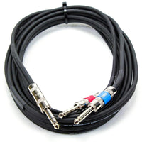 ProCo Excellines IPBQ2Q-10 1/4" TRS Male to Dual 1/4" TS Male Insert Cable, 10-Foot