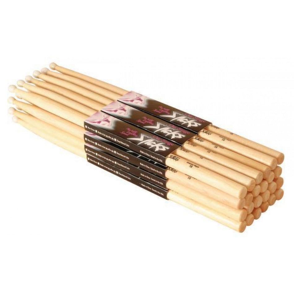 On-Stage HN5B Hickory 5B Wood Drum Sticks with Nylon Tips, 12-Pack