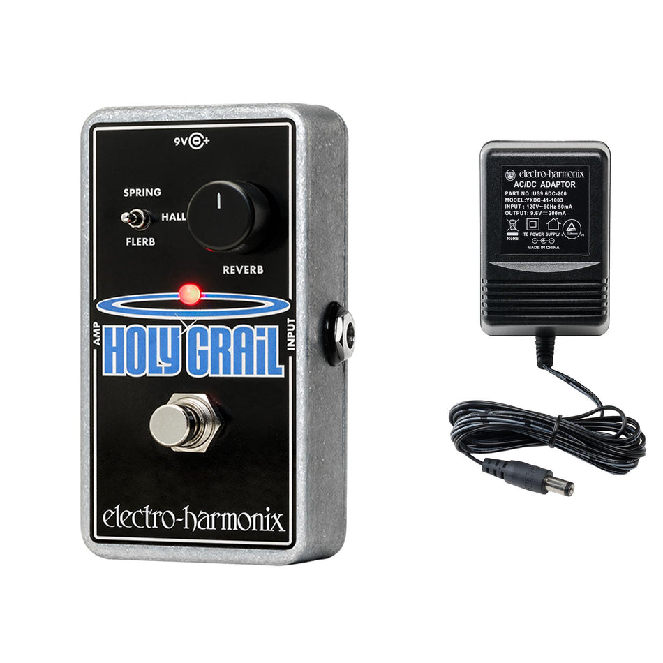 Electro-Harmonix Holy Grail Reverb Pedal with 9.6V Power Supply EHX Stompbox FX