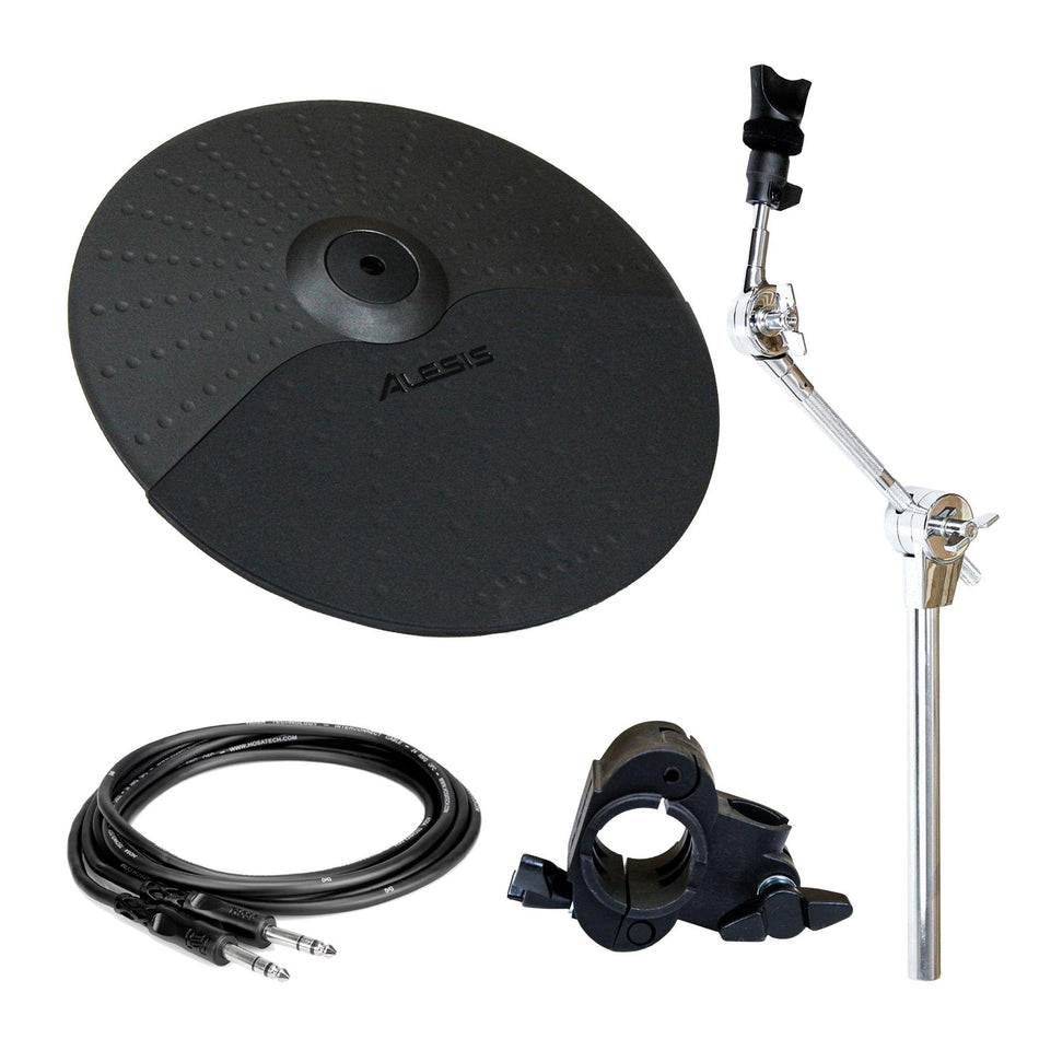 Alesis 10" Single Zone Cymbal w/ Long Support Arm, Clamp, 1/4" Cable Bundle