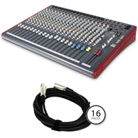 Allen & Heath ZED-22FX Mixer Bundle with 16 20-foot XLR Cables