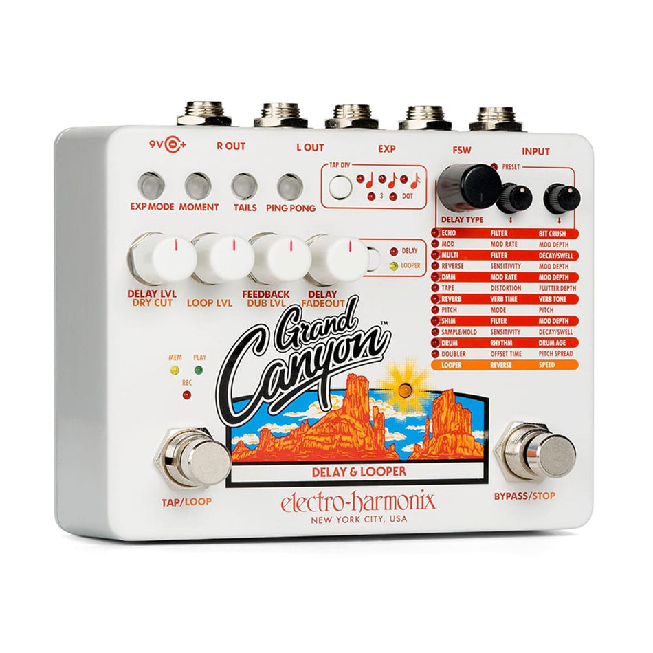 Electro-Harmonix Grand Canyon Delay & Looper Pedal with Power Supply FX Stompbox