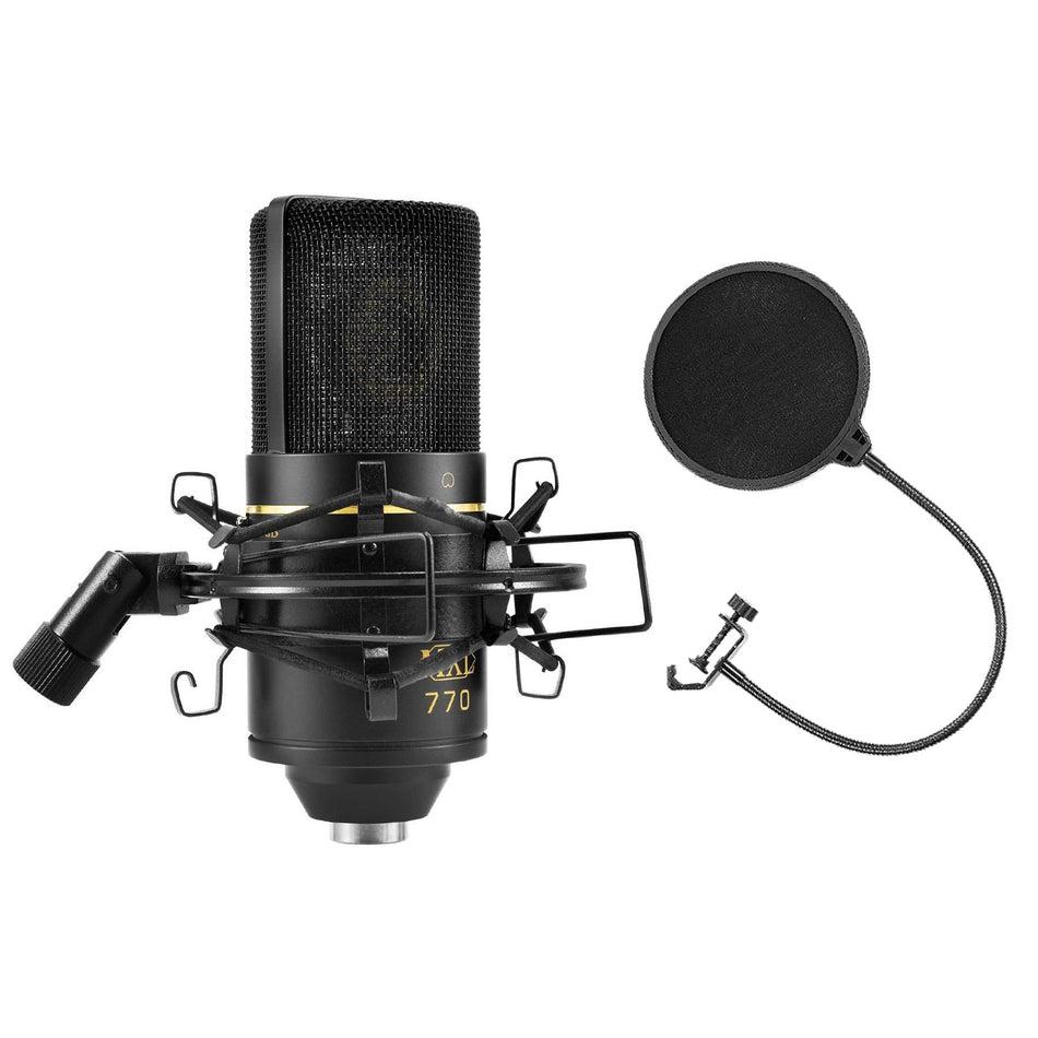 MXL 770 Condenser Microphone w/ Nylon Gooseneck Pop Filter Bundle