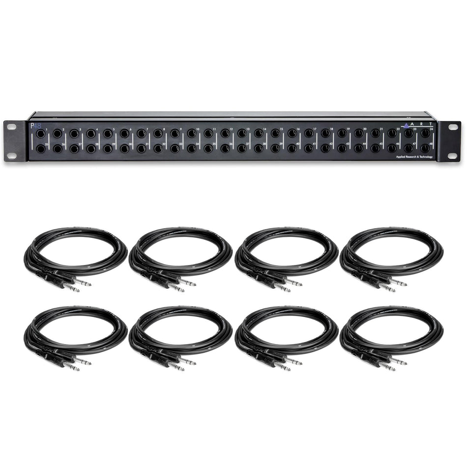 ART P48 48-Point Balanced Patchbay Bundle with 8 1/4" TRS Cables