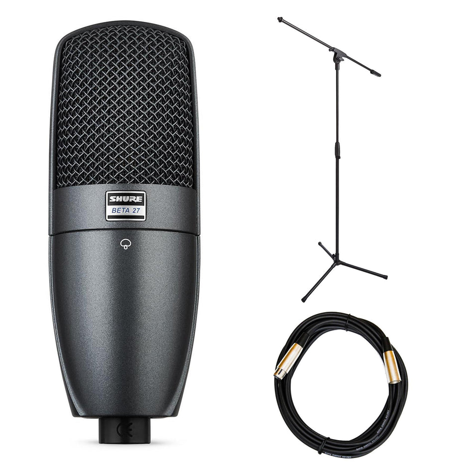 Shure Beta 27 Condenser Microphone Bundle with Stand & XLR Cable