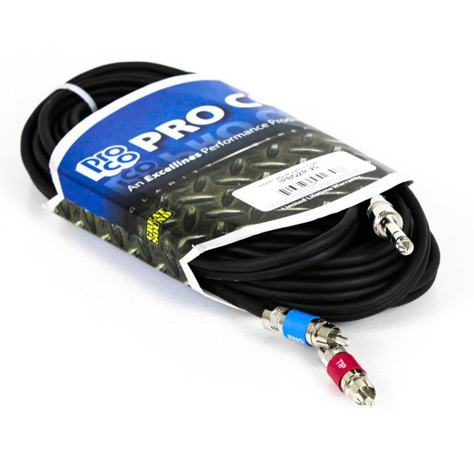 ProCo Excellines 20-foot Insert Y Cable 1/4 TRS to Dual RCA -  IPBQ2R-20