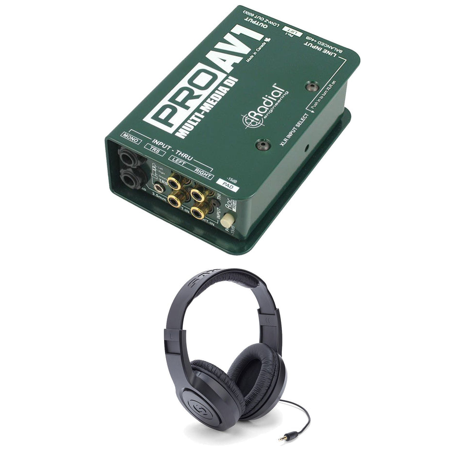 Radial Engineering ProAV1 Multimedia Direct Box Bundle with Samson Headphones