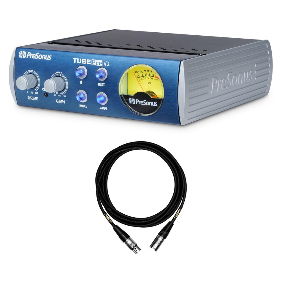 PreSonus TubePre V2 Tube Mic Preamp Bundle with 15-foot XLR Mogami Cable