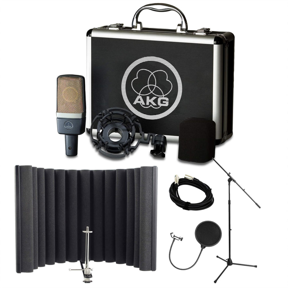 AKG C214 Bundle with sE Electronics RF-X, Pop Filter, Stand & Cable