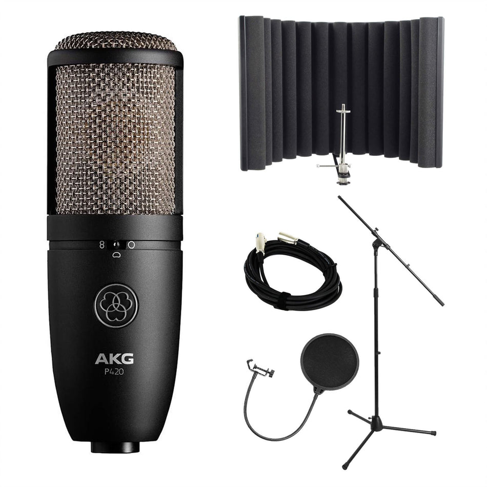 AKG P420 Bundle with sE Electronics RF-X, Pop Filter, Stand & Cable