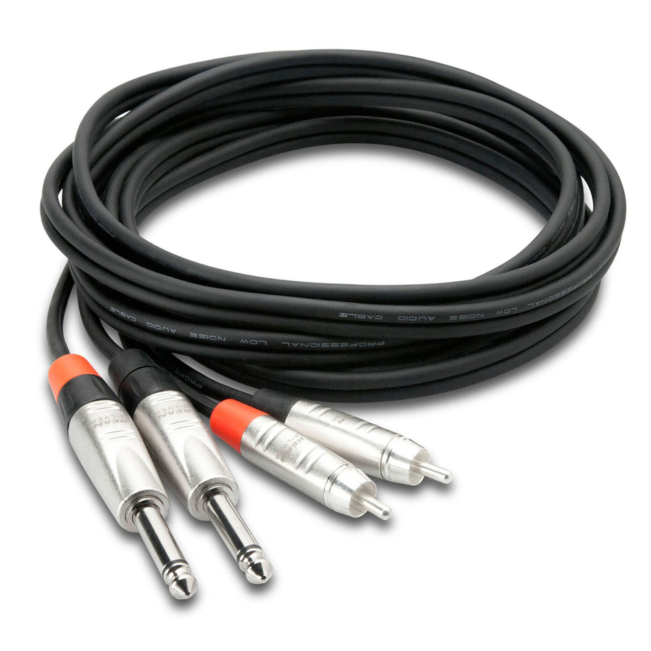 Hosa HPR-005X2 5-Foot Pro Dual 1/4" TS to Dual RCA Unbalanced Cable Stereo Cord