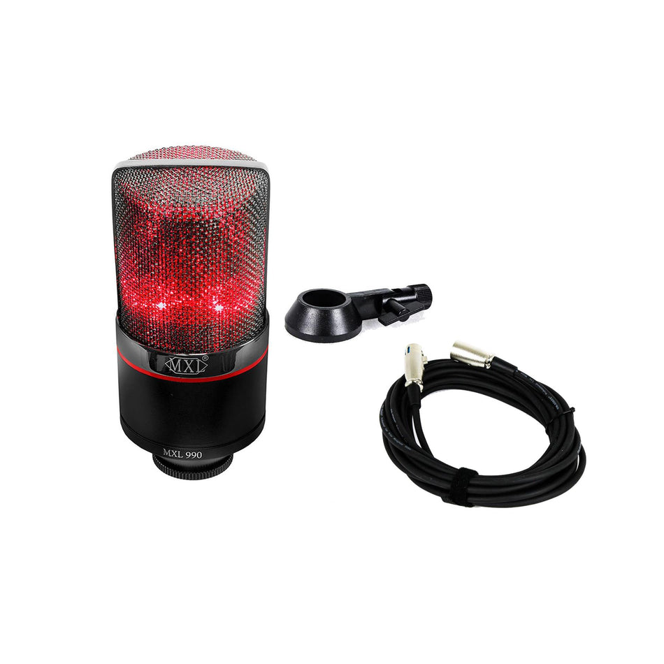 MXL 990 Blaze Condenser Microphone Bundle with 20-foot XLR Cable