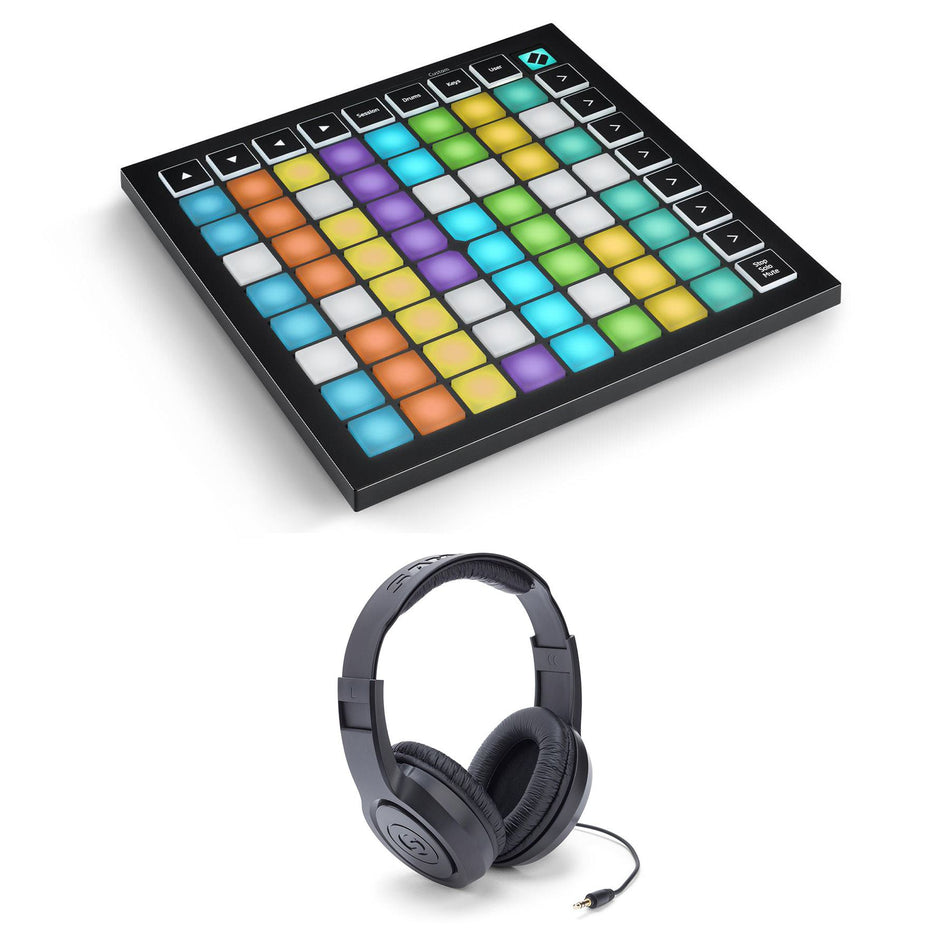 Novation Launchpad Mini MK3 Keyboard Controller Bundle with Samson Headphones