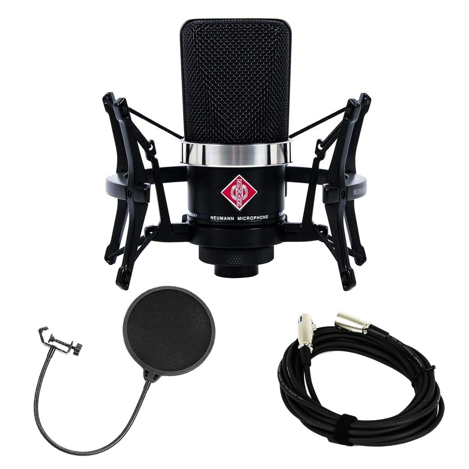 Neumann TLM 102 Microphone Studio Set Black w/ XLR Cable & Pop Filter Bundle