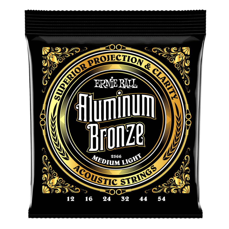 Ernie Ball 2566 Medium Light Aluminum Bronze Acoustic Guitar Strings (12-54 Gauge)